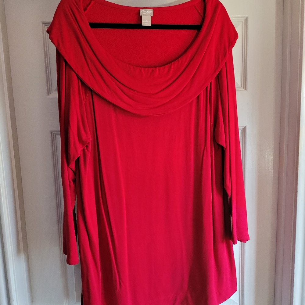 Chico's Red Cowl Neck Top
